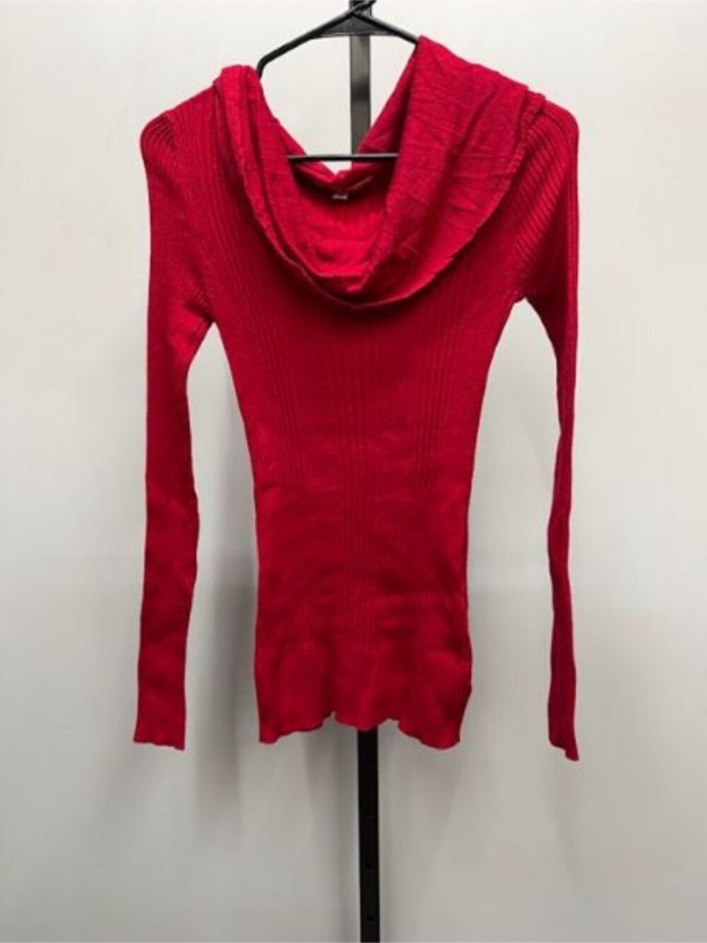 Pink Republic Y2K Red Cowl Neck Ribbed Long Sleeve Top